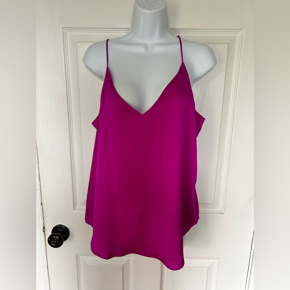 Express  Fuchsia Spaghetti Strap V-Neck Cami Tank Top Size Large NWOT